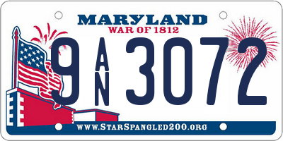 MD license plate 9AN3072
