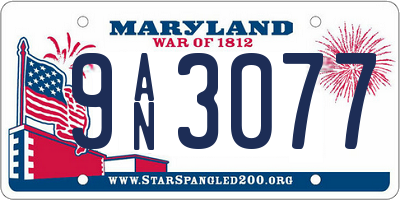 MD license plate 9AN3077