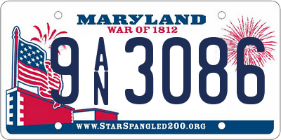 MD license plate 9AN3086