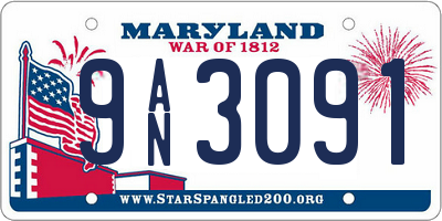 MD license plate 9AN3091