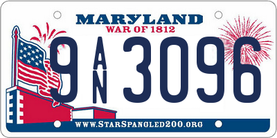 MD license plate 9AN3096