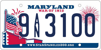 MD license plate 9AN3100