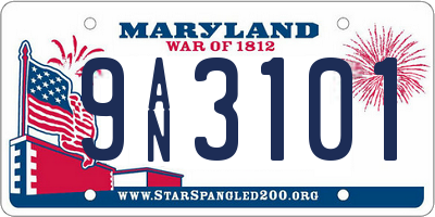 MD license plate 9AN3101
