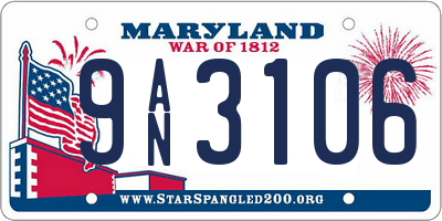 MD license plate 9AN3106