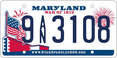 MD license plate 9AN3108