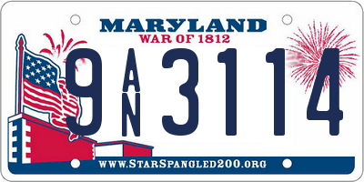 MD license plate 9AN3114