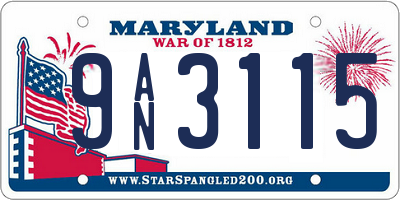 MD license plate 9AN3115