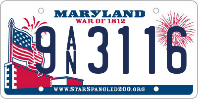 MD license plate 9AN3116