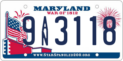 MD license plate 9AN3118