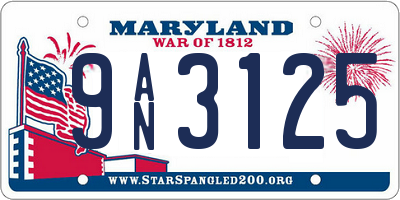 MD license plate 9AN3125