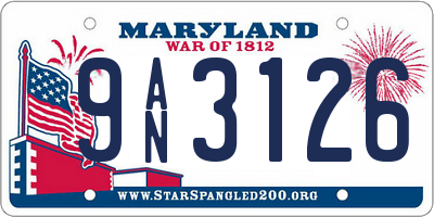 MD license plate 9AN3126