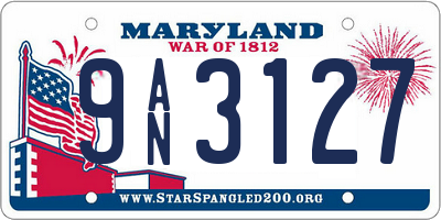 MD license plate 9AN3127