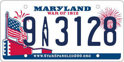 MD license plate 9AN3128