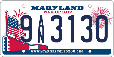 MD license plate 9AN3130