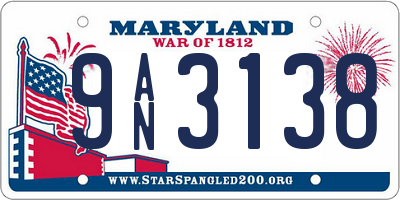 MD license plate 9AN3138