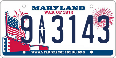 MD license plate 9AN3143