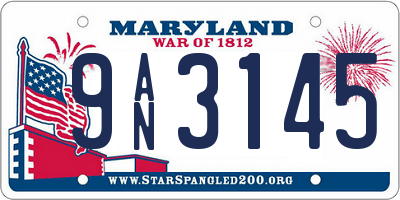 MD license plate 9AN3145