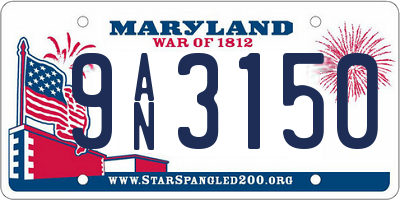 MD license plate 9AN3150