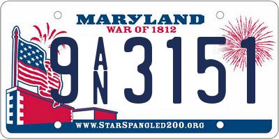 MD license plate 9AN3151