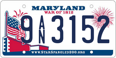 MD license plate 9AN3152