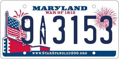 MD license plate 9AN3153