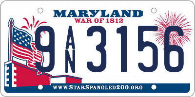 MD license plate 9AN3156