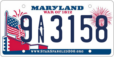 MD license plate 9AN3158