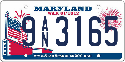 MD license plate 9AN3165