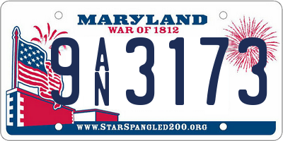 MD license plate 9AN3173