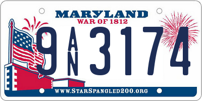 MD license plate 9AN3174