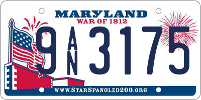 MD license plate 9AN3175