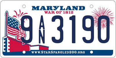MD license plate 9AN3190