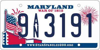 MD license plate 9AN3191
