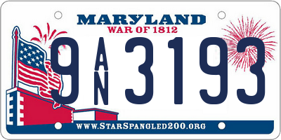 MD license plate 9AN3193