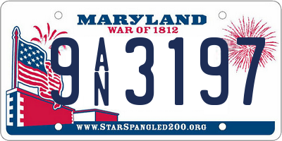 MD license plate 9AN3197