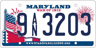 MD license plate 9AN3203