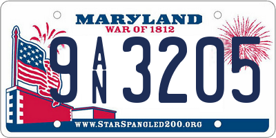 MD license plate 9AN3205