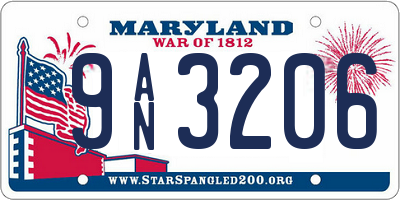 MD license plate 9AN3206
