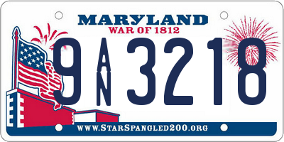 MD license plate 9AN3218