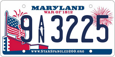 MD license plate 9AN3225