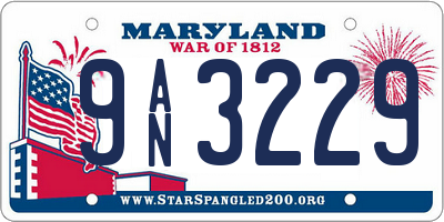 MD license plate 9AN3229