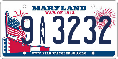 MD license plate 9AN3232