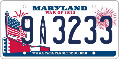 MD license plate 9AN3233