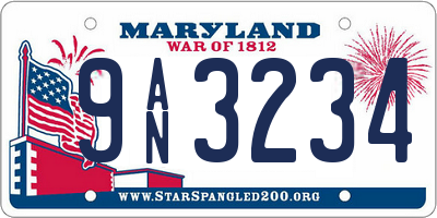 MD license plate 9AN3234
