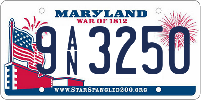MD license plate 9AN3250