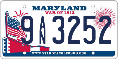 MD license plate 9AN3252