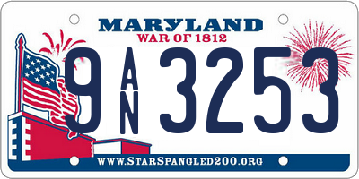 MD license plate 9AN3253