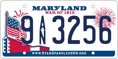 MD license plate 9AN3256