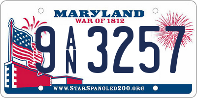 MD license plate 9AN3257