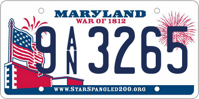 MD license plate 9AN3265